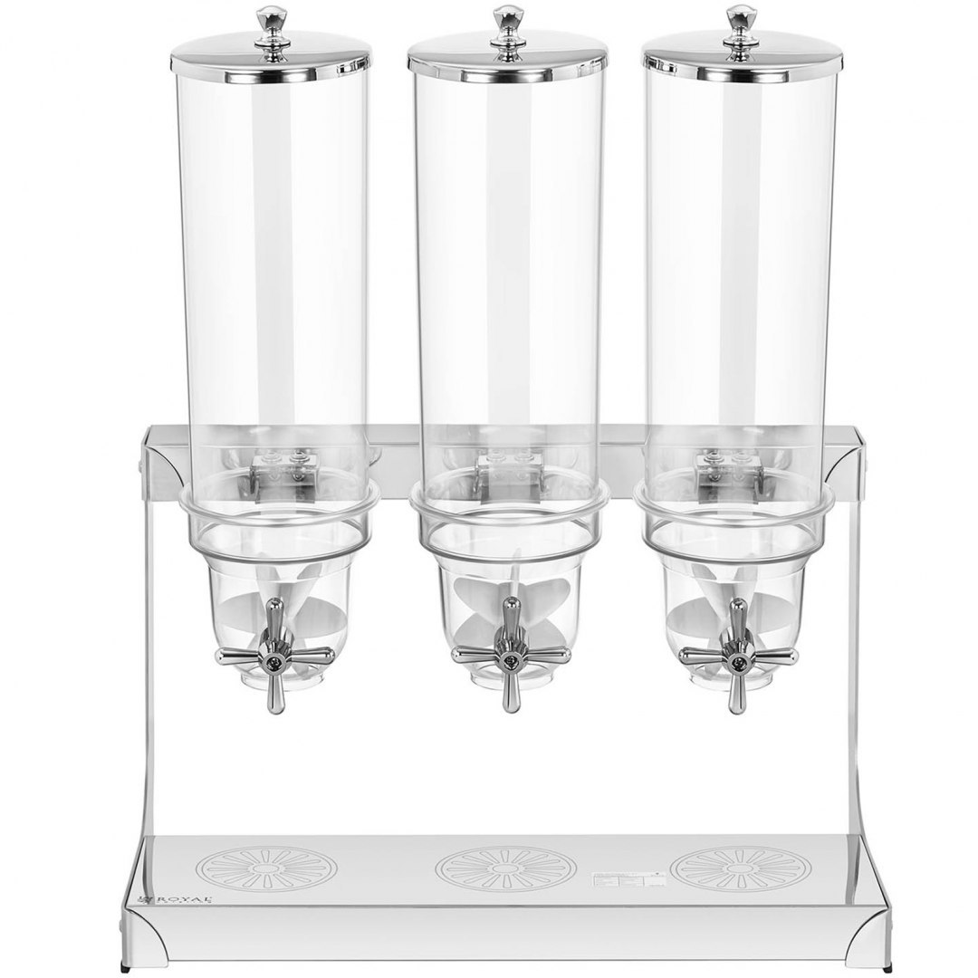 Dozownik dyspenser do płatków ryżu cukierków przezroczysty potrójny 10.5 l Royal Catering Dozownik dyspenser do płatków ryżu cukierków przezroczysty potrójny 10.5 l Royal Catering