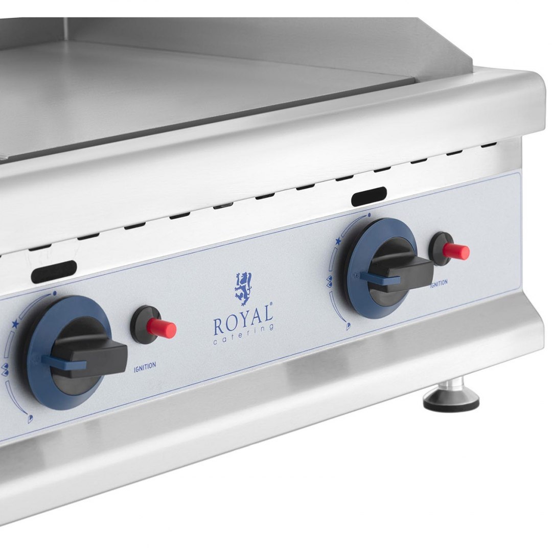 Grill gazowy podwójny gładki nastawny nierdzewny na gaz ziemny 2x 3.1 kW 0.02 bar 74.5 x 40 cm Royal Catering Grill gazowy podwójny gładki nastawny nierdzewny na gaz ziemny 2x 3.1 kW 0.02 bar 74.5 x 40 cm Royal Catering