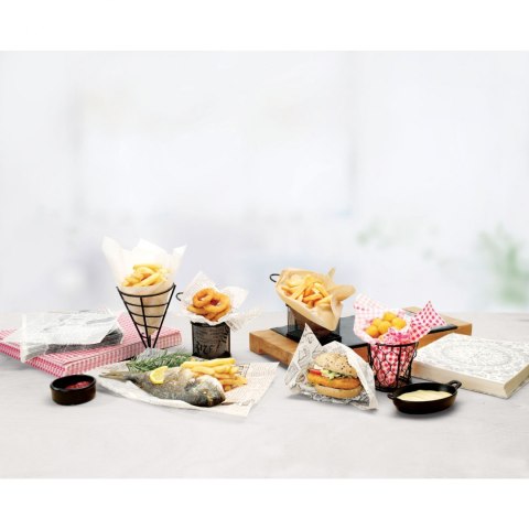 Papier pergaminowy do przekąsek frytek nadruk KUCHNIA 500 szt. 258x425 mm - Hendi 678206 Hendi Papier pergaminowy do przekąsek frytek nadruk KUCHNIA 500 szt. 258x425 mm - Hendi 678206 Hendi