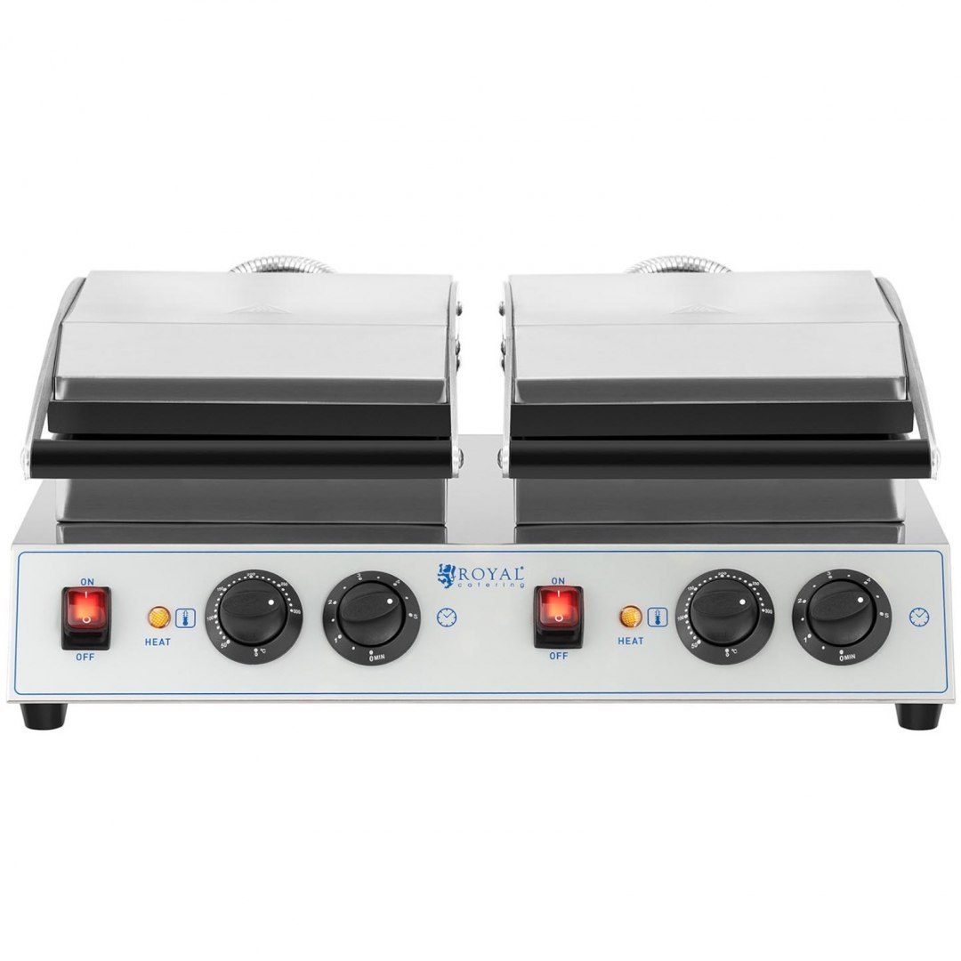 Gofrownica prostokątna podwójna na 4 gofry belgijskie 2 x 1500 W Royal Catering Gofrownica prostokątna podwójna na 4 gofry belgijskie 2 x 1500 W Royal Catering