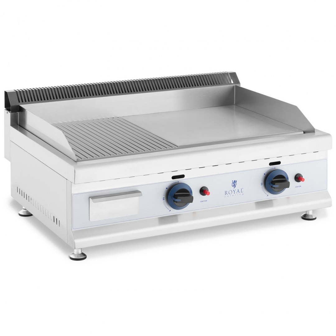 Grill gazowy podwójny gładki ryflowany na gaz ziemny 0.02 bar 74.5 x 40 cm 2 x 3100 W Royal Catering Grill gazowy podwójny gładki ryflowany na gaz ziemny 0.02 bar 74.5 x 40 cm 2 x 3100 W Royal Catering