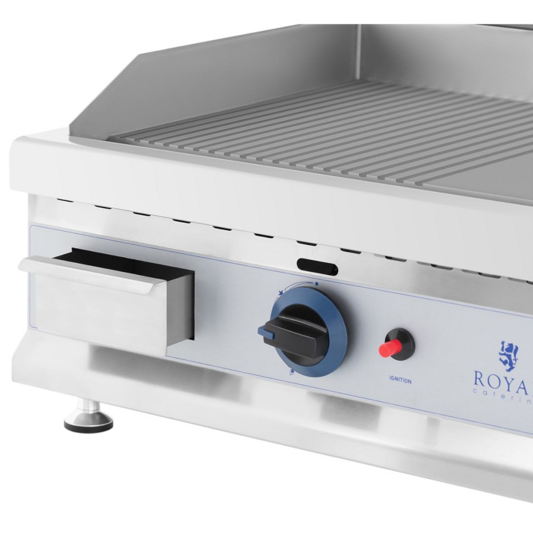 Grill gazowy podwójny gładki ryflowany na gaz ziemny 0.02 bar 74.5 x 40 cm 2 x 3100 W Royal Catering Grill gazowy podwójny gładki ryflowany na gaz ziemny 0.02 bar 74.5 x 40 cm 2 x 3100 W Royal Catering