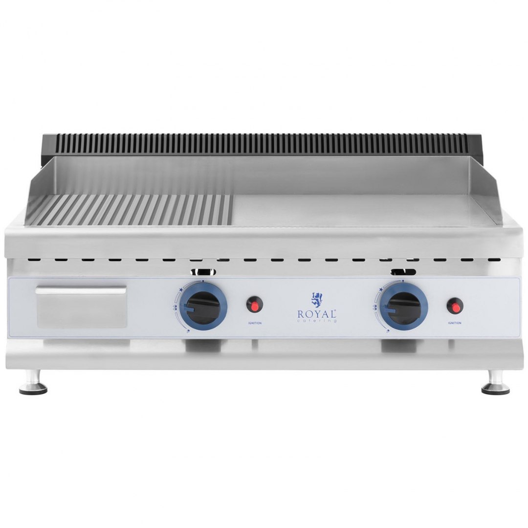 Grill gazowy podwójny gładki ryflowany na gaz ziemny 0.02 bar 74.5 x 40 cm 2 x 3100 W Royal Catering Grill gazowy podwójny gładki ryflowany na gaz ziemny 0.02 bar 74.5 x 40 cm 2 x 3100 W Royal Catering