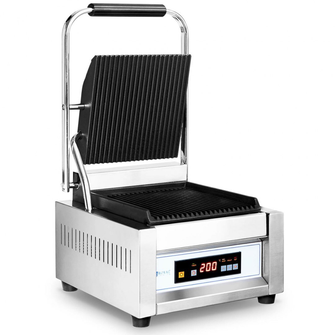 Grill kontaktowy ryflowany sterowany cyfrowo 22 x 23 cm 1800 W Royal Catering Grill kontaktowy ryflowany sterowany cyfrowo 22 x 23 cm 1800 W Royal Catering
