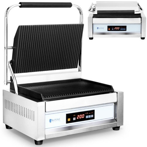 Grill kontaktowy ryflowany sterowany elektronicznie 34 x 23 cm 2200 W Royal Catering