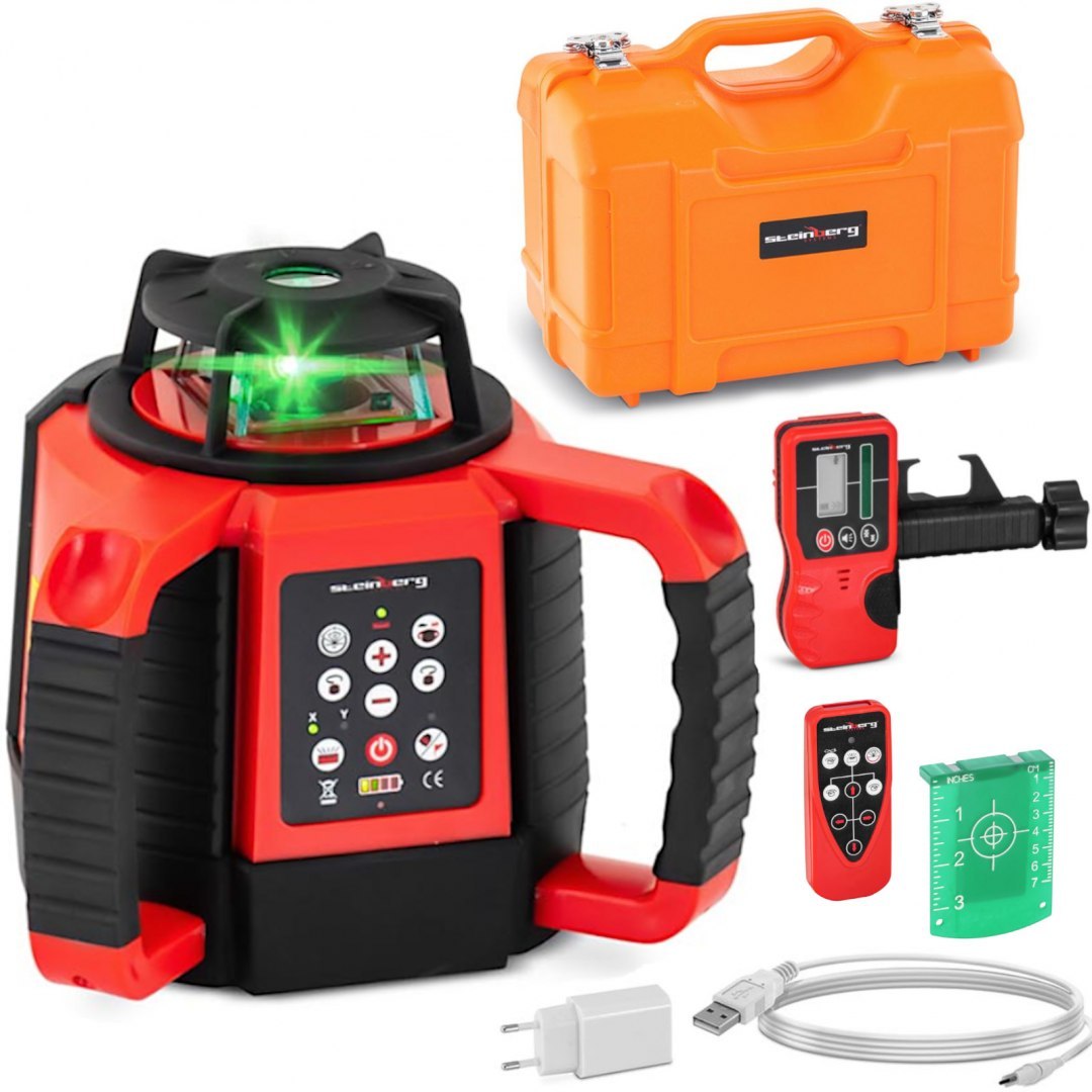 Laser obrotowy niwelator budowlany zielony z pilotem zasięg 600 m Steinberg Systems Laser obrotowy niwelator budowlany zielony z pilotem zasięg 600 m Steinberg Systems