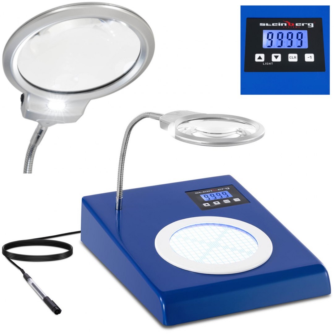 Licznik kolonii bakterii cyfrowy precyzyjny LCD 2-3x 0-9999 Steinberg Systems Licznik kolonii bakterii cyfrowy precyzyjny LCD 2-3x 0-9999 Steinberg Systems