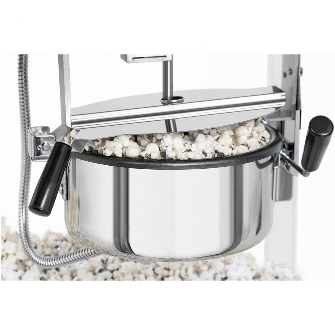 Maszyna automat urządzenie do prażenia popcornu retro TEFLON 1600 W 5-6 kg/h - biało-złota Royal Catering Maszyna automat urządzenie do prażenia popcornu retro TEFLON 1600 W 5-6 kg/h - biało-złota Royal Catering