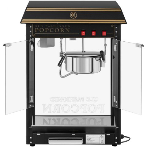 Maszyna automat urządzenie do prażenia popcornu retro TEFLON 1600 W 5-6 kg/h - czarno-złota Royal Catering Maszyna automat urządzenie do prażenia popcornu retro TEFLON 1600 W 5-6 kg/h - czarno-złota Royal Catering