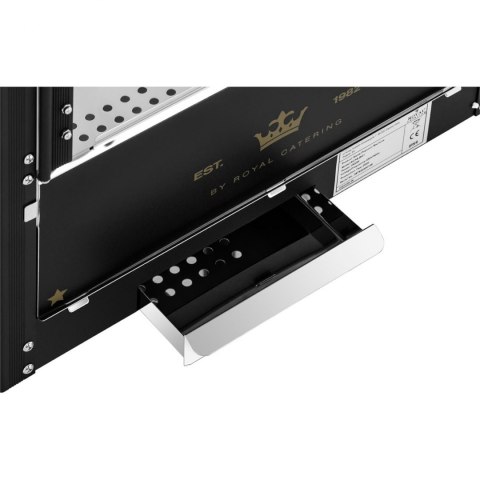 Maszyna automat urządzenie do prażenia popcornu retro TEFLON 1600 W 5-6 kg/h - czarno-złota Royal Catering Maszyna automat urządzenie do prażenia popcornu retro TEFLON 1600 W 5-6 kg/h - czarno-złota Royal Catering