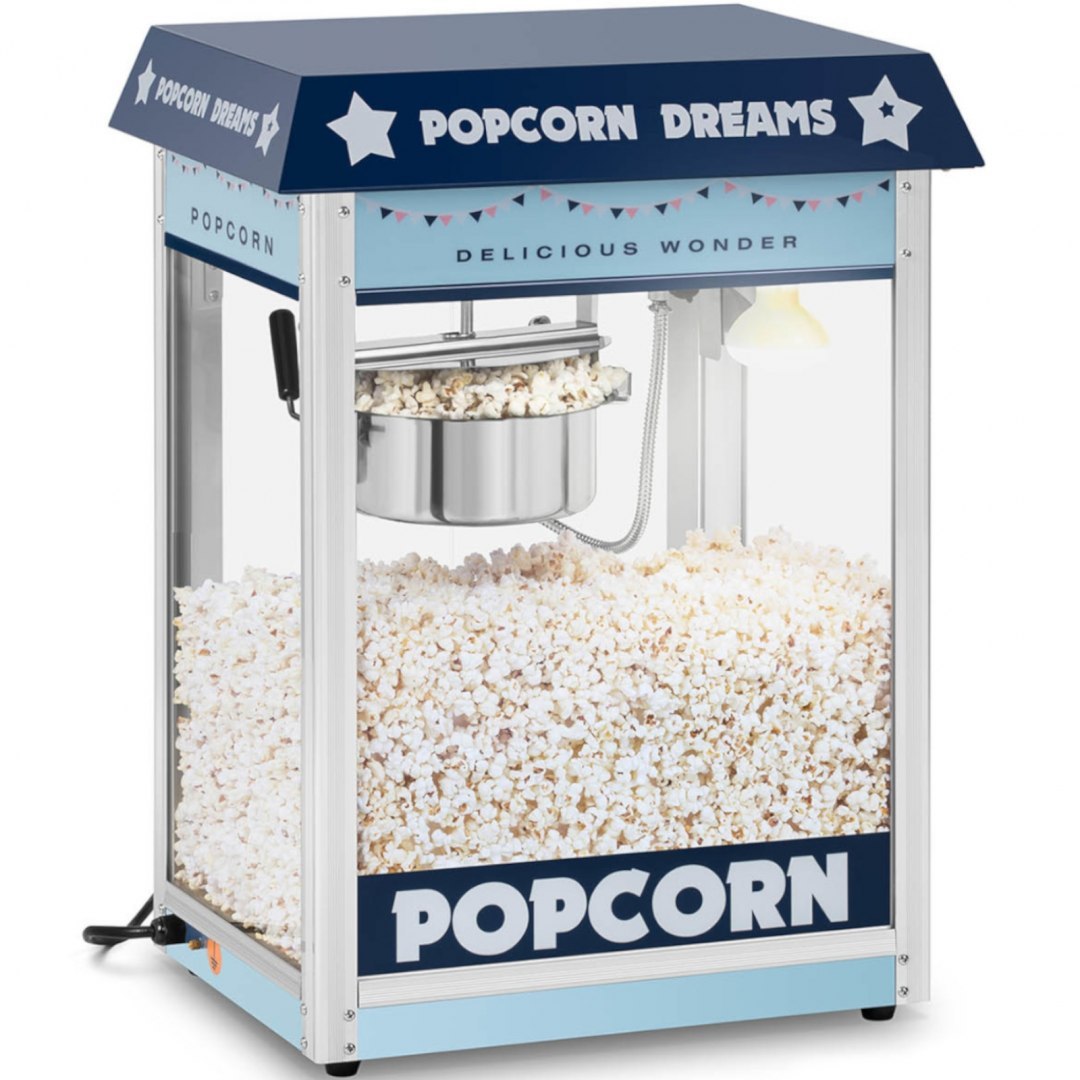 Maszyna automat urządzenie do prażenia popcornu retro TEFLON 1600 W 5-6 kg/h - niebieska Royal Catering Maszyna automat urządzenie do prażenia popcornu retro TEFLON 1600 W 5-6 kg/h - niebieska Royal Catering