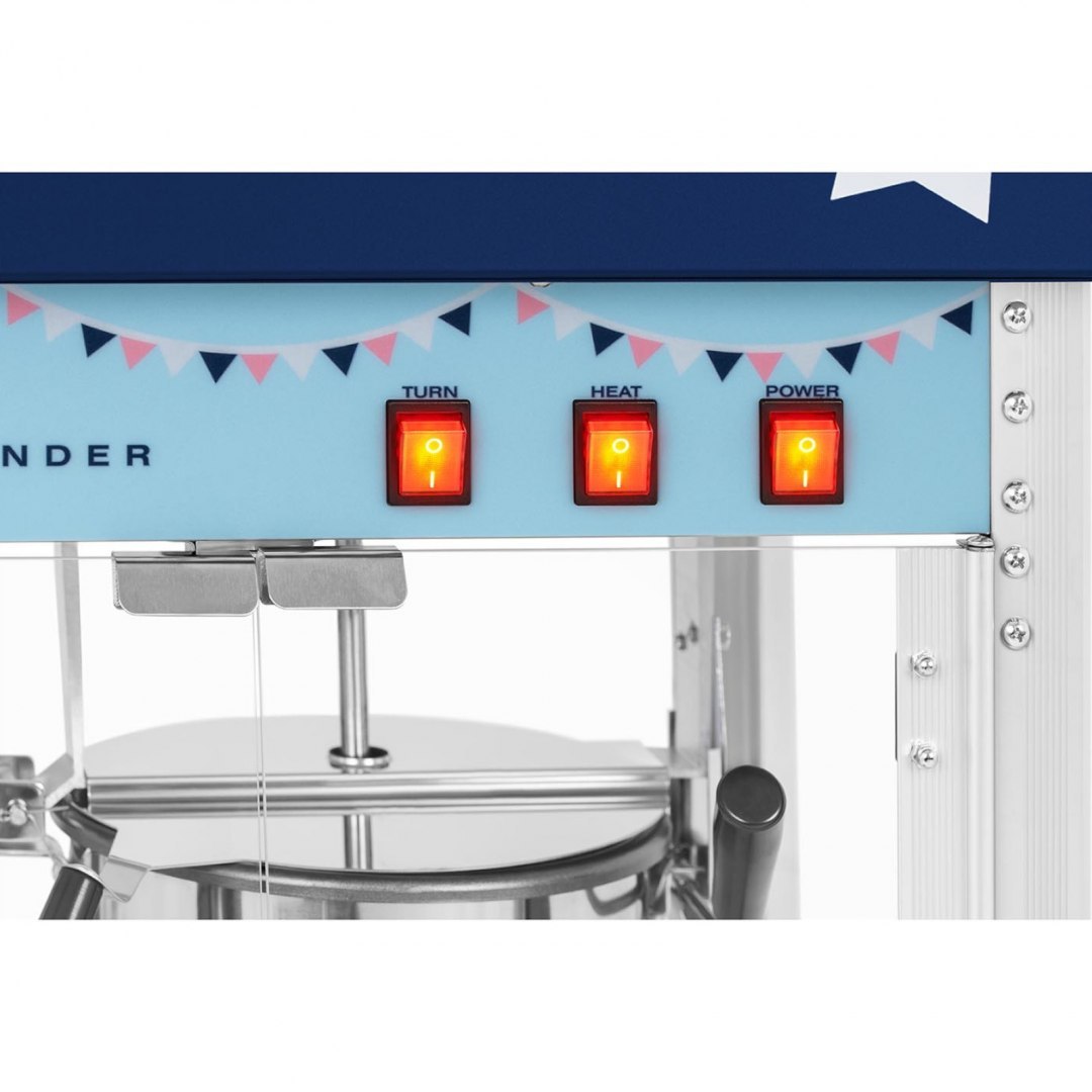 Maszyna automat urządzenie do prażenia popcornu retro TEFLON 1600 W 5-6 kg/h - niebieska Royal Catering Maszyna automat urządzenie do prażenia popcornu retro TEFLON 1600 W 5-6 kg/h - niebieska Royal Catering