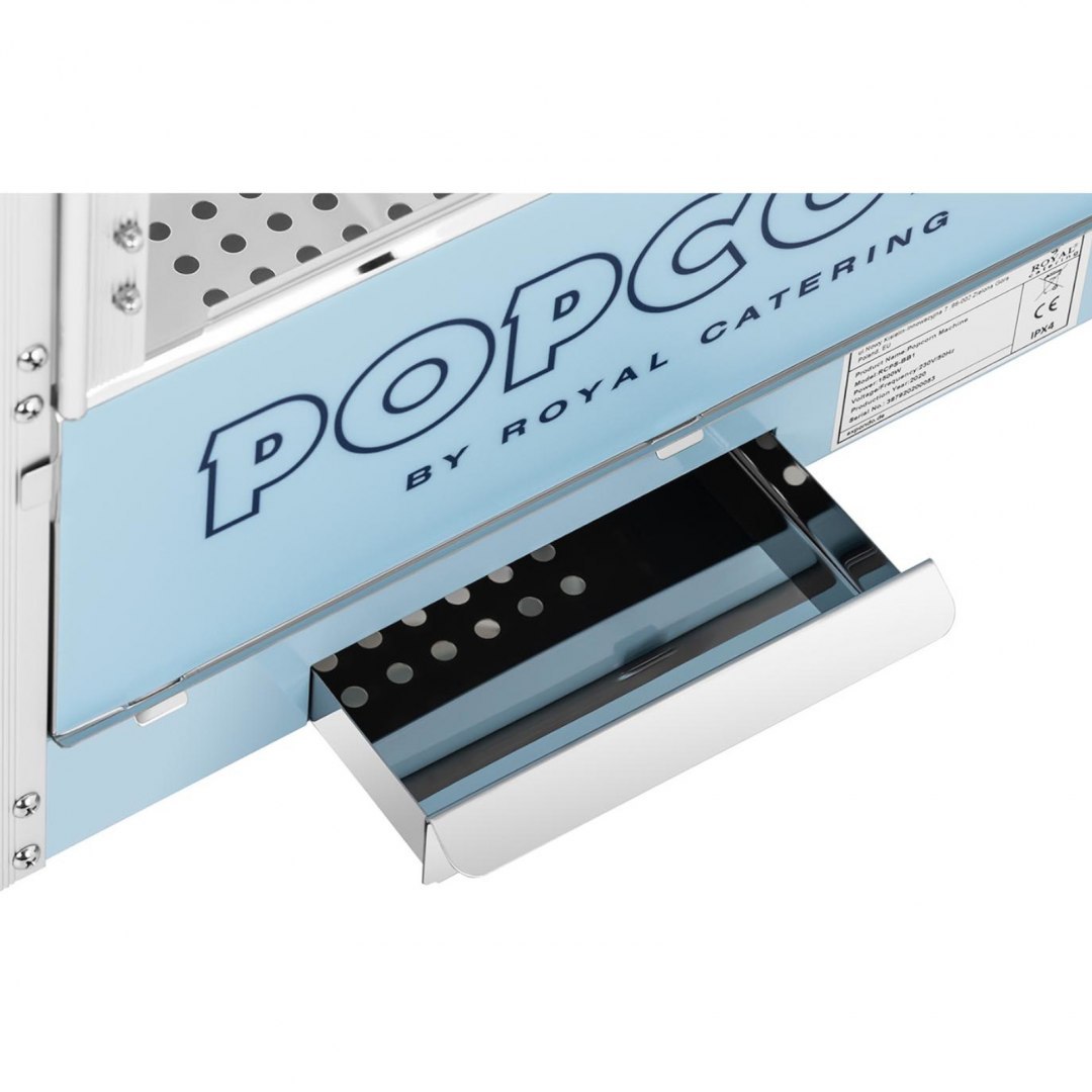 Maszyna automat urządzenie do prażenia popcornu retro TEFLON 1600 W 5-6 kg/h - niebieska Royal Catering Maszyna automat urządzenie do prażenia popcornu retro TEFLON 1600 W 5-6 kg/h - niebieska Royal Catering