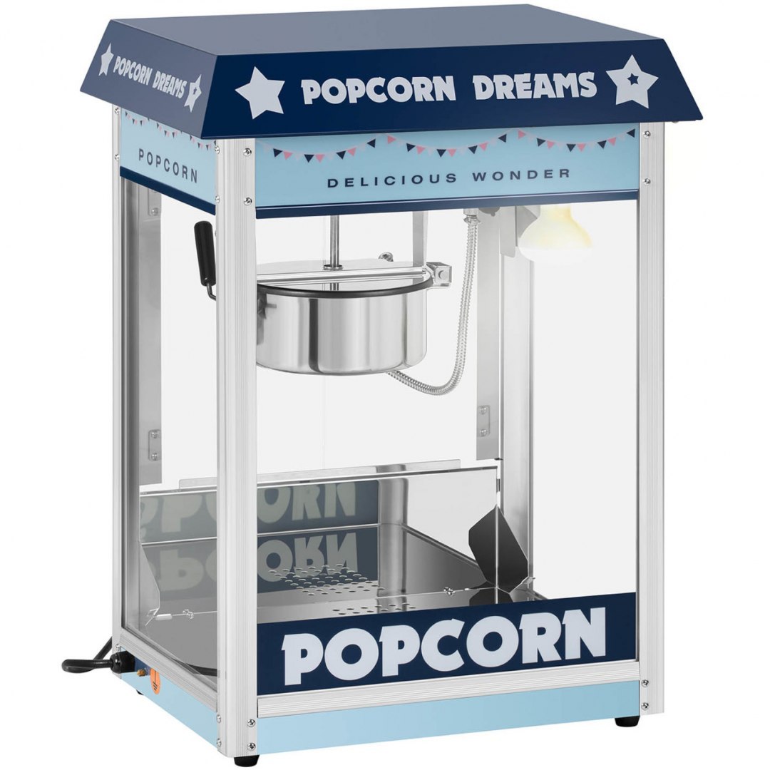 Maszyna automat urządzenie do prażenia popcornu retro TEFLON 1600 W 5-6 kg/h - niebieska Royal Catering Maszyna automat urządzenie do prażenia popcornu retro TEFLON 1600 W 5-6 kg/h - niebieska Royal Catering