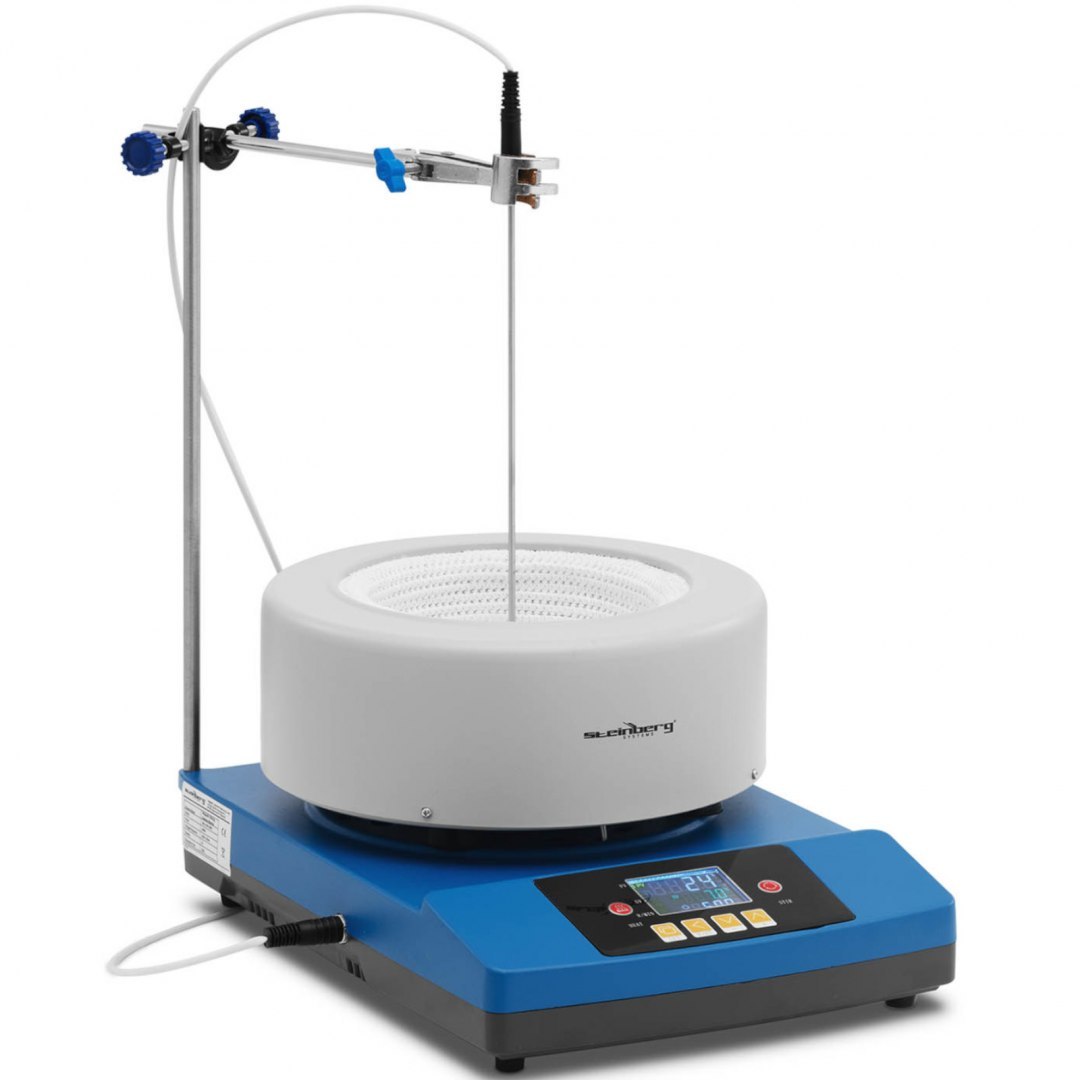 Płaszcz grzewczy laboratoryjny z mieszadłem magnetycznym + statyw 2 l 1800 obr./min 300 C Steinberg Systems Płaszcz grzewczy laboratoryjny z mieszadłem magnetycznym + statyw 2 l 1800 obr./min 300 C Steinberg Systems