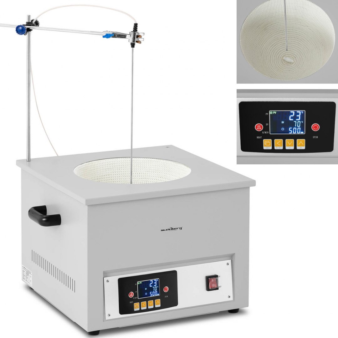 Płaszcz grzewczy laboratoryjny z mieszadłem magnetycznym + ststyw 10 l 1800 obr./min 300 C Steinberg Systems Płaszcz grzewczy laboratoryjny z mieszadłem magnetycznym + ststyw 10 l 1800 obr./min 300 C Steinberg Systems