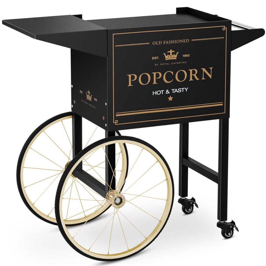 Wózek podstawa do maszyny do popcornu z szafką retro 51 x 37 cm - czarno-złoty Royal Catering Wózek podstawa do maszyny do popcornu z szafką retro 51 x 37 cm - czarno-złoty Royal Catering