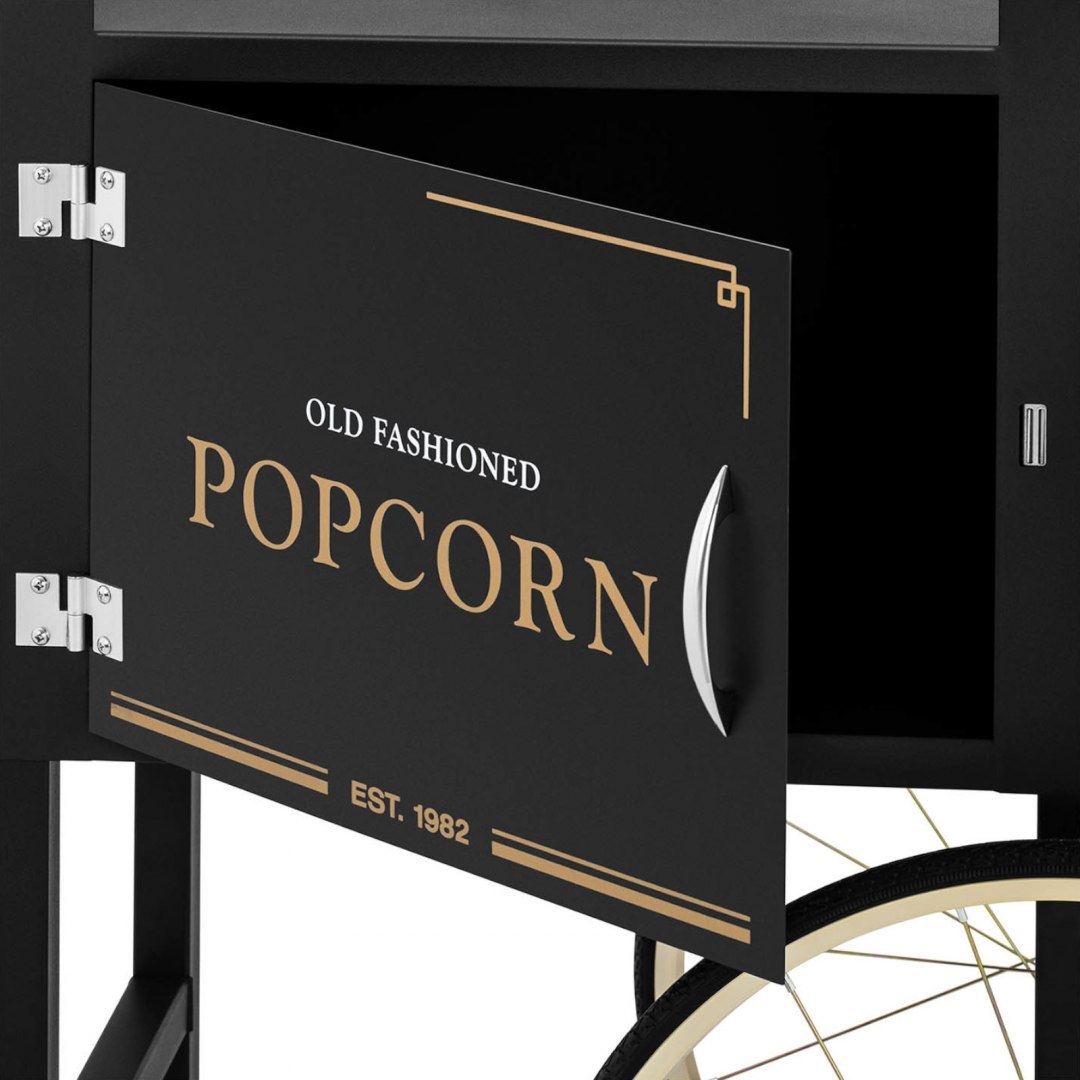 Wózek podstawa do maszyny do popcornu z szafką retro 51 x 37 cm - czarno-złoty Royal Catering Wózek podstawa do maszyny do popcornu z szafką retro 51 x 37 cm - czarno-złoty Royal Catering