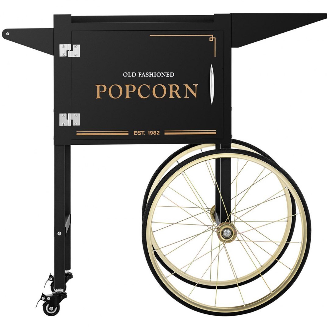 Wózek podstawa do maszyny do popcornu z szafką retro 51 x 37 cm - czarno-złoty Royal Catering Wózek podstawa do maszyny do popcornu z szafką retro 51 x 37 cm - czarno-złoty Royal Catering