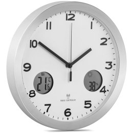 Zegar ścienny z pomiarem temperatury i wilgotności do biura salonu okrągły klasyczny śr. 30 cm UNIPRODO