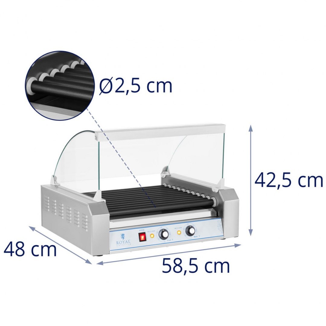 Grill rolkowy z szybą Roller grill z rolkami z teflonu 11T Royal Catering Grill rolkowy z szybą Roller grill z rolkami z teflonu 11T Royal Catering