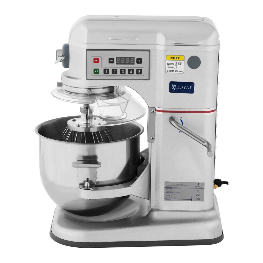 Mikser robot planetarny z opuszczaną misą przystawkami do mielenia i makaronu RCPM-7.1C 7 l 230 V 650 W Royal Catering Mikser robot planetarny z opuszczaną misą przystawkami do mielenia i makaronu RCPM-7.1C 7 l 230 V 650 W Royal Catering