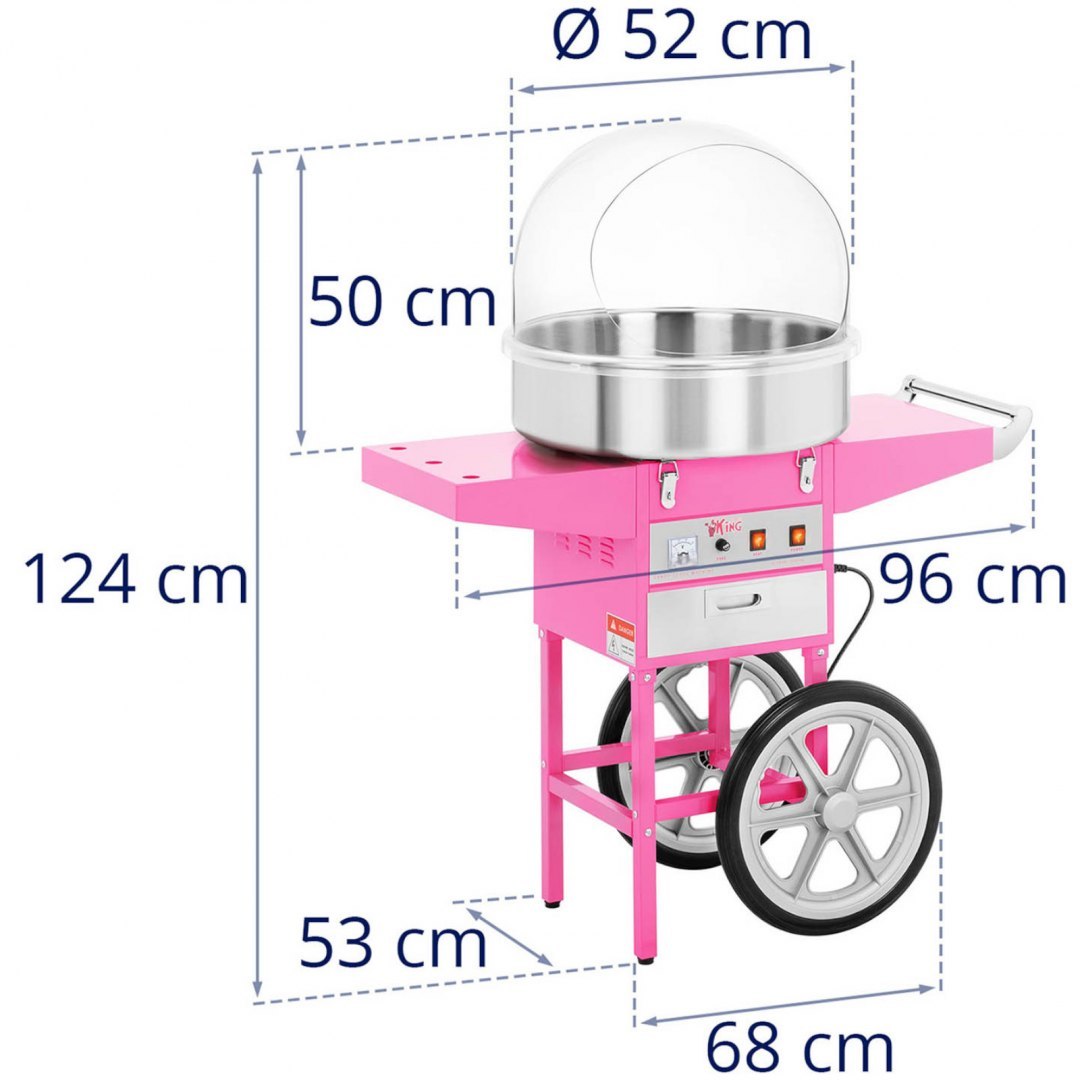 Mobilna maszyna do waty cukrowej z wózkiem Royal Catering Mobilna maszyna do waty cukrowej z wózkiem Royal Catering