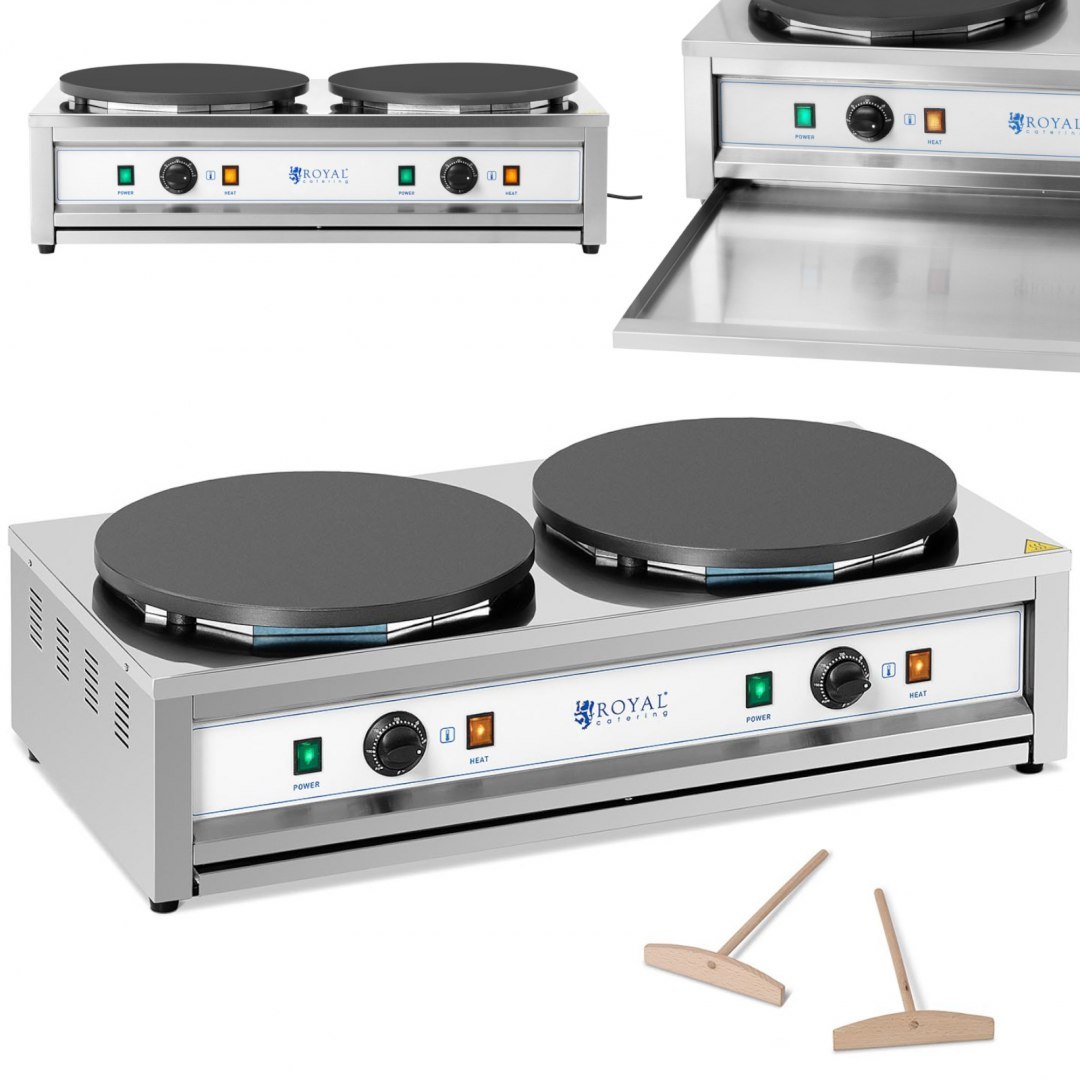 Naleśnikarka podwójna elektryczna z żeliwnymi płytami 2 x 40cm 2 x 3000 W Royal Catering Naleśnikarka podwójna elektryczna z żeliwnymi płytami 2 x 40cm 2 x 3000 W Royal Catering