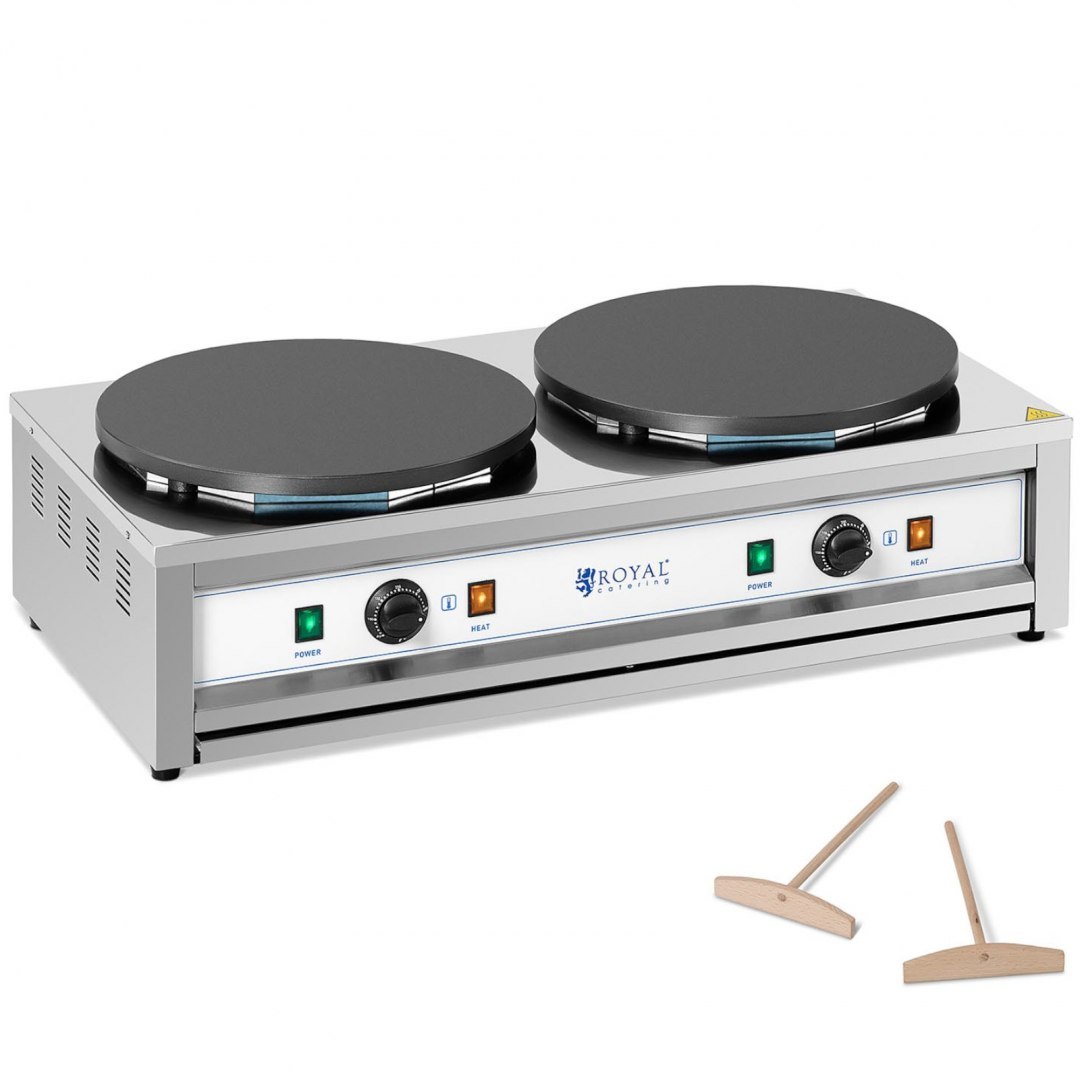 Naleśnikarka podwójna elektryczna z żeliwnymi płytami 2 x 40cm 2 x 3000 W Royal Catering Naleśnikarka podwójna elektryczna z żeliwnymi płytami 2 x 40cm 2 x 3000 W Royal Catering