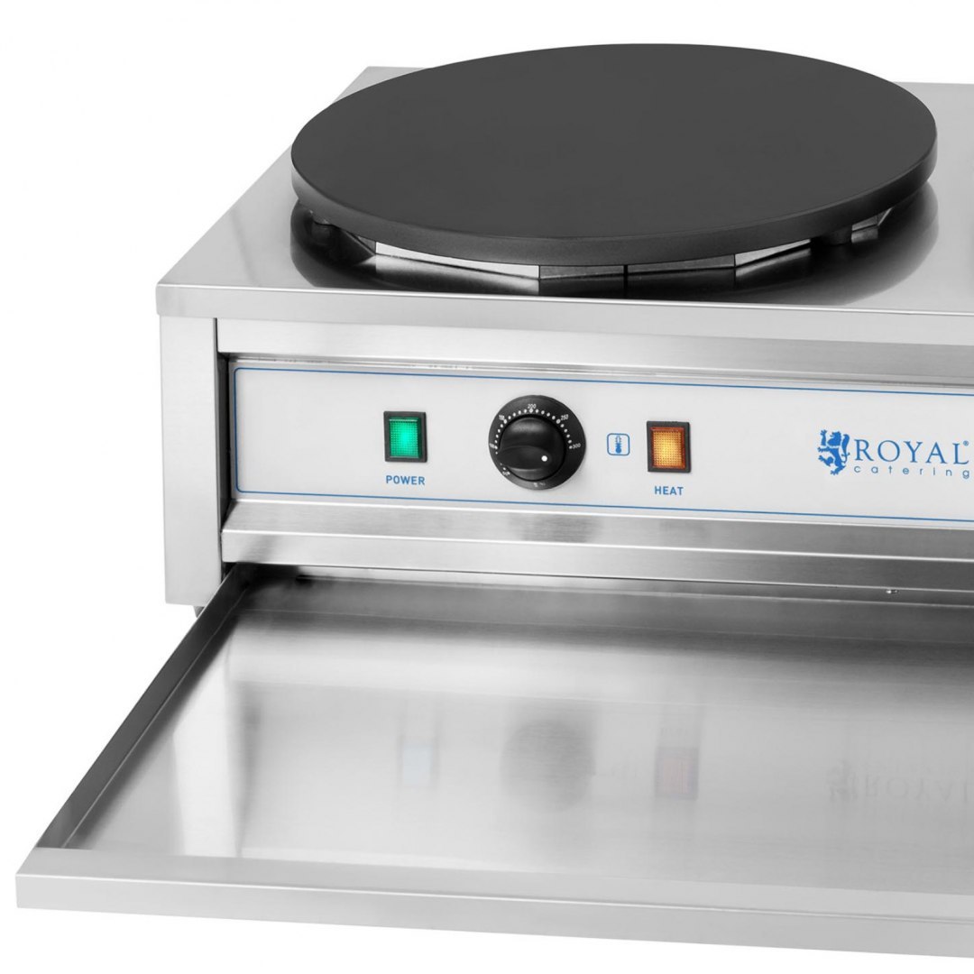 Naleśnikarka podwójna elektryczna z żeliwnymi płytami 2 x 40cm 2 x 3000 W Royal Catering Naleśnikarka podwójna elektryczna z żeliwnymi płytami 2 x 40cm 2 x 3000 W Royal Catering