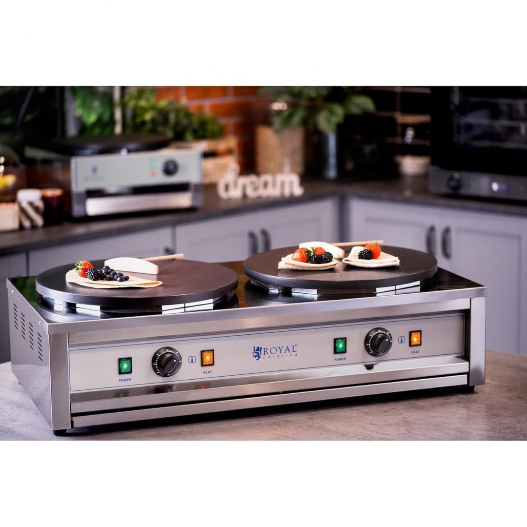 Naleśnikarka podwójna elektryczna z żeliwnymi płytami 2 x 40cm 2 x 3000 W Royal Catering Naleśnikarka podwójna elektryczna z żeliwnymi płytami 2 x 40cm 2 x 3000 W Royal Catering