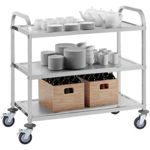 Wózek kelnerski cateringowy 3 półkowy do 150kg ze stali nierdzewnej Royal Catering RCSW 3A Royal Catering Wózek kelnerski cateringowy 3 półkowy do 150kg ze stali nierdzewnej Royal Catering RCSW 3A Royal Catering