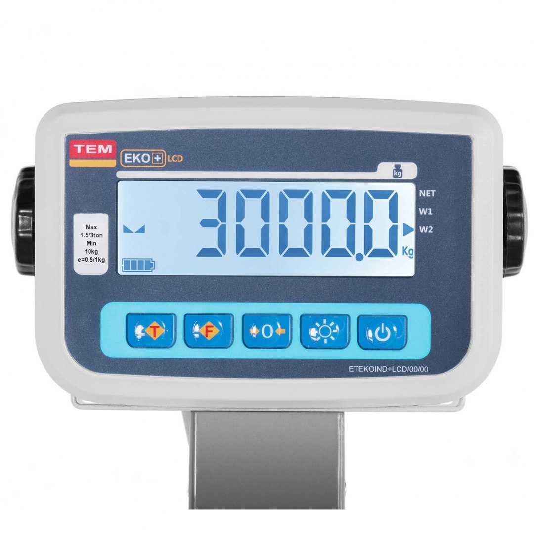 Waga weterynaryjna platformowa inwentarska z klatką dla zwierząt 3000/1 kg 110x240 cm LCD TEM Waga weterynaryjna platformowa inwentarska z klatką dla zwierząt 3000/1 kg 110x240 cm LCD TEM