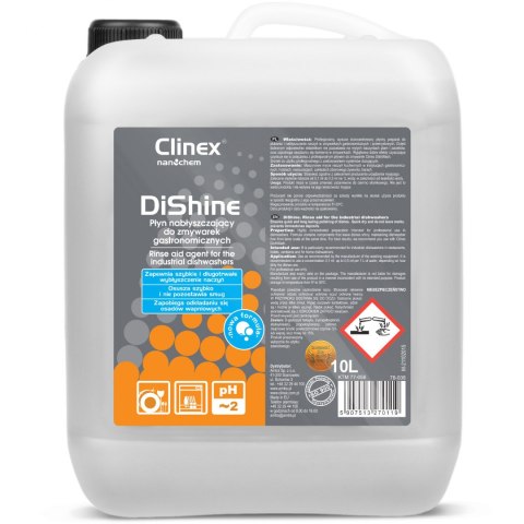 Nabłyszczacz płyn nabłyszczający do zmywarek gastronomicznych CLINEX DiShine 10L Clinex