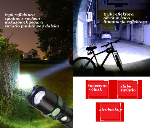 Latarka taktyczna LED metal mocny szperacz ochrona Latarka taktyczna LED metal mocny szperacz ochrona