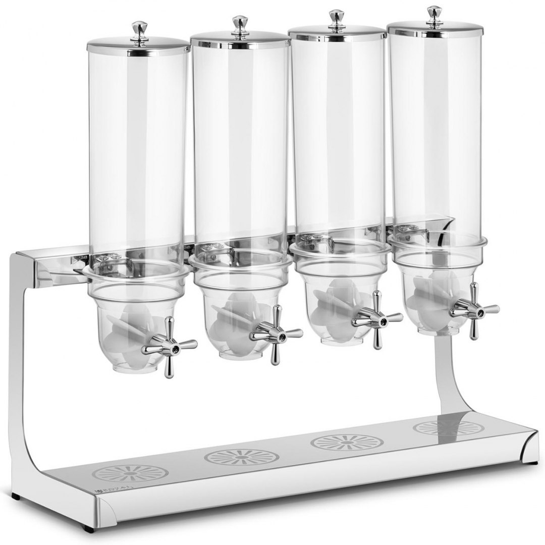 Dozownik dyspenser do produktów sypkich płatków muesli bakalii kawy 4 x 3.5 l Royal Catering Dozownik dyspenser do produktów sypkich płatków muesli bakalii kawy 4 x 3.5 l Royal Catering