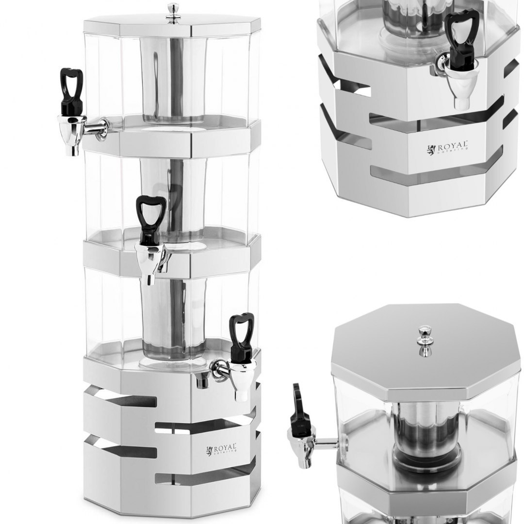 Dyspenser dozownik chłodzący bufetowy do soków napojów trzypoziomowy 3 x 3.5 l Royal Catering Dyspenser dozownik chłodzący bufetowy do soków napojów trzypoziomowy 3 x 3.5 l Royal Catering