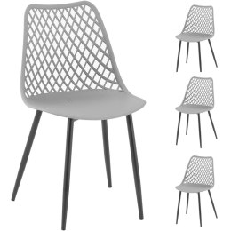 Krzesło nowoczesne plastikowe z oparciem ażurowym 4 szt. szare Royal Catering