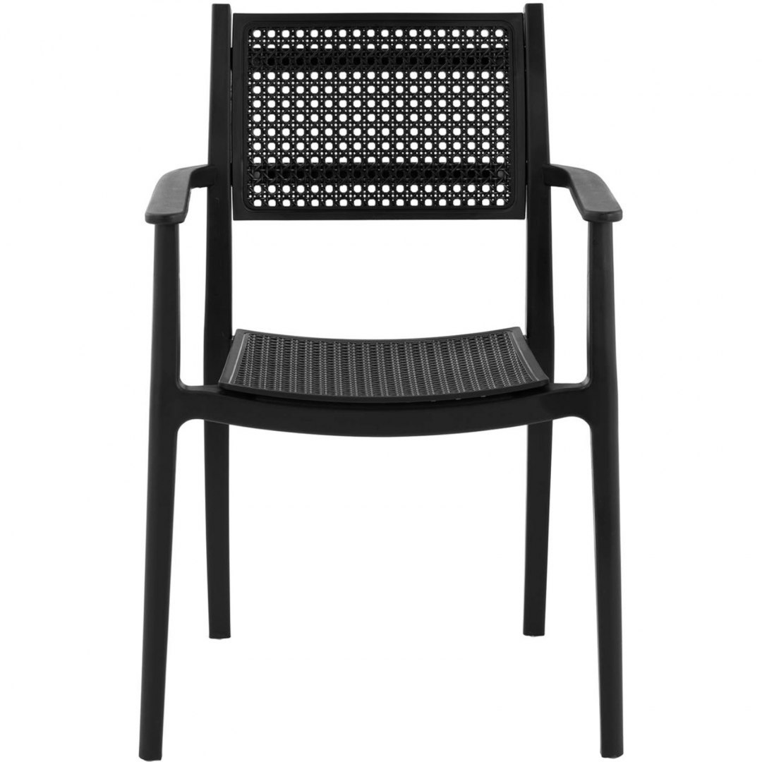 Krzesło plastikowe z oparciem ażurowym na taras balkon 4 szt. czarne Royal Catering