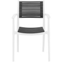 Krzesło plastikowe z oparciem ażurowym na taras balkon 4 szt. czarno-białe Royal Catering