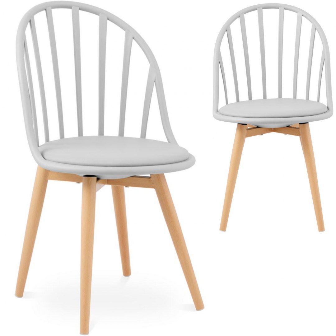 Krzesło skandynawskie nowoczesne z oparciem szczebelkowym 2 szt. białe Royal Catering