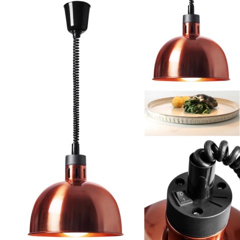 Lampa grzewcza do potraw na podczerwień IR wisząca miedziana śr. 29 cm 250 W Royal Catering