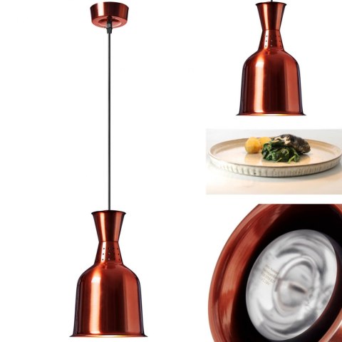 Lampa grzewcza do potraw na podczerwień IR wisząca mosiądz śr. 19 cm 250 W Royal Catering Lampa grzewcza do potraw na podczerwień IR wisząca mosiądz śr. 19 cm 250 W Royal Catering