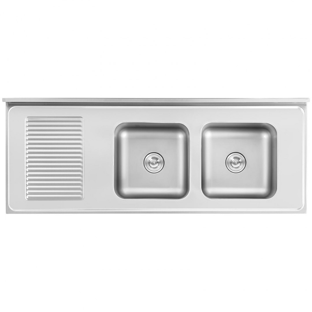 Zlew basen gastronomiczny dwukomorowy z szafką z drzwiami przesuwnymi 160 x 60 x 95 cm Royal Catering Zlew basen gastronomiczny dwukomorowy z szafką z drzwiami przesuwnymi 160 x 60 x 95 cm Royal Catering