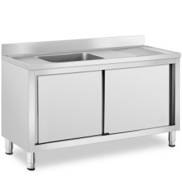 Zlew basen gastronomiczny jednokomorowy z szafką z drzwiami przesuwnymi lewy 140 x 60 x 94.5 cm Royal Catering