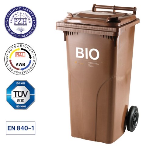 Pojemnik kubeł na BIO odpady i śmieci spożywcze ATESTY Europlast Austria - brązowy 120L Europlast Austria Pojemnik kubeł na BIO odpady i śmieci spożywcze ATESTY Europlast Austria - brązowy 120L Europlast Austria