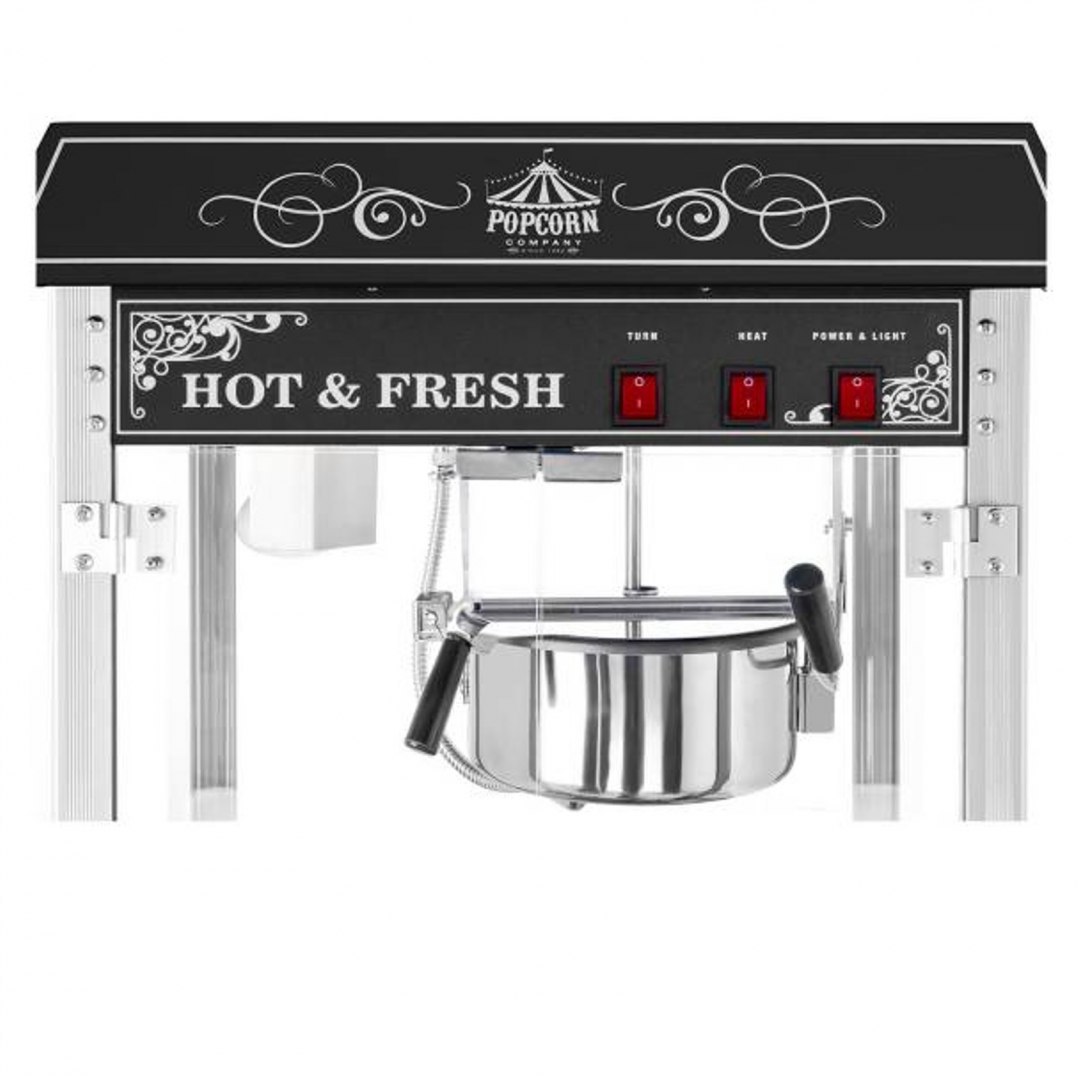 Profesjonalna wydajna maszyna do popcornu mobilna na wózku 230V 1.6kW czarna Royal Catering Profesjonalna wydajna maszyna do popcornu mobilna na wózku 230V 1.6kW czarna Royal Catering
