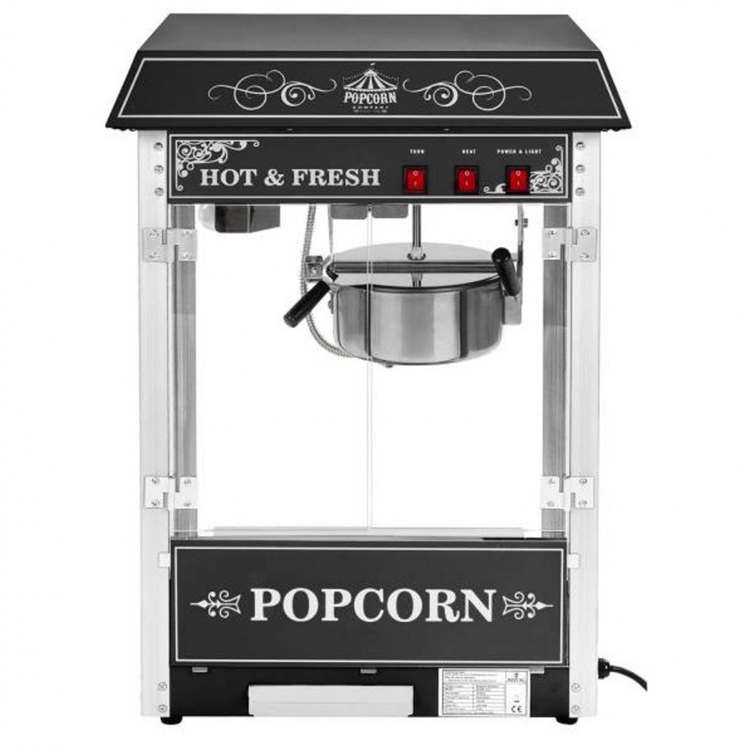 Profesjonalna wydajna maszyna do popcornu mobilna na wózku 230V 1.6kW czarna Royal Catering Profesjonalna wydajna maszyna do popcornu mobilna na wózku 230V 1.6kW czarna Royal Catering