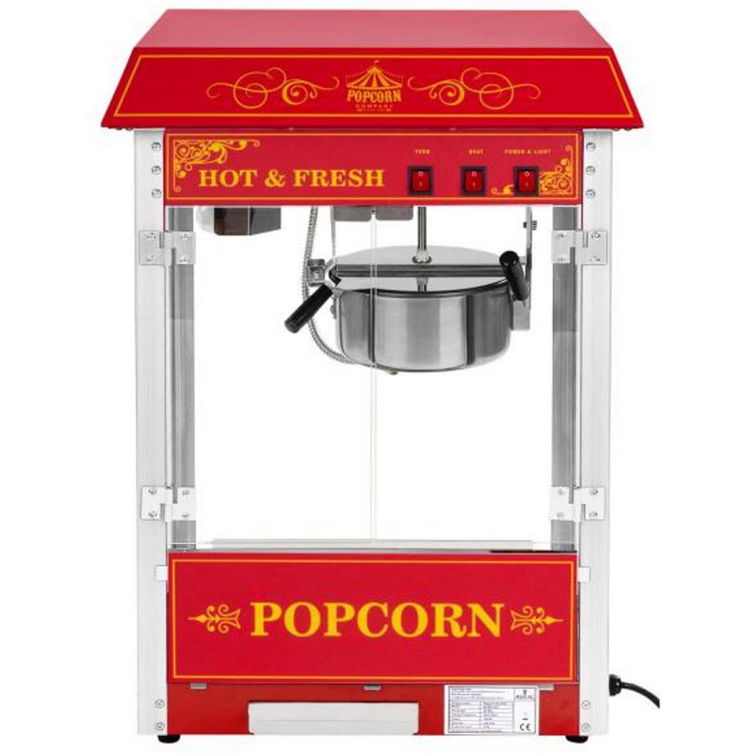 Profesjonalna wydajna maszyna do popcornu mobilna na wózku 230V 1.6kW czerwona Royal Catering Profesjonalna wydajna maszyna do popcornu mobilna na wózku 230V 1.6kW czerwona Royal Catering