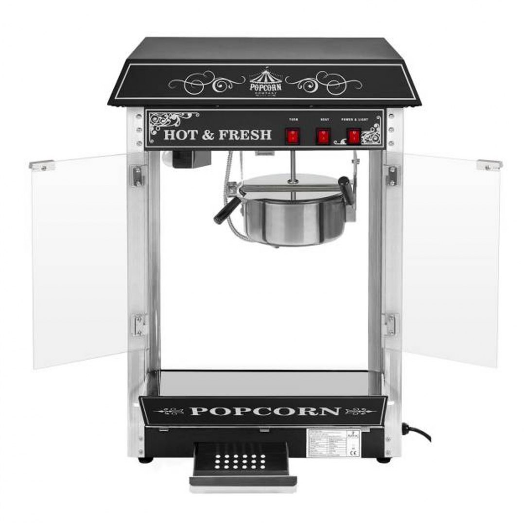 Profesjonalna wydajna maszyna do popcornu nastawna 230V 1.6kW czarna Royal Catering Profesjonalna wydajna maszyna do popcornu nastawna 230V 1.6kW czarna Royal Catering